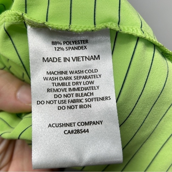 Footjoy Men's Green & Black Striped Short Sleeve Golf Polo Shirt Size Large - Picture 7 of 7